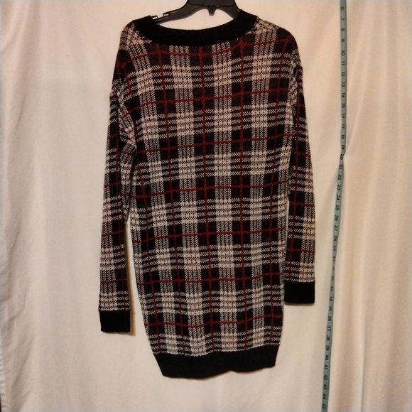 *2/$10*No boundaries red, black and white plaid sweater dress sz medium - Picture 3 of 3
